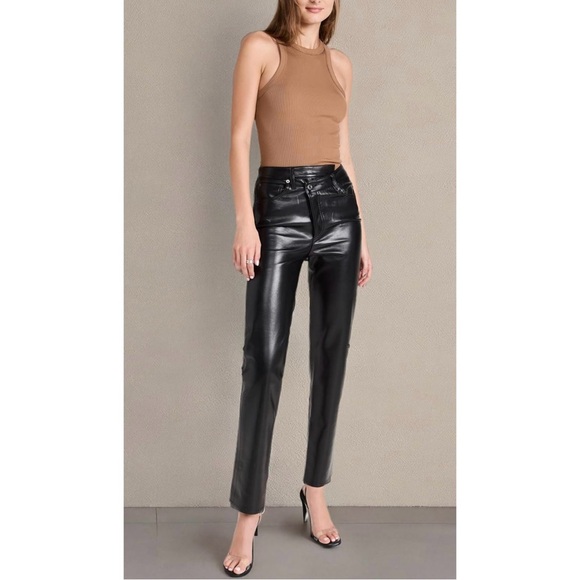 AGOLDE Criss Cross Straight Leg Genuine Leather Pants - Picture 2 of 5